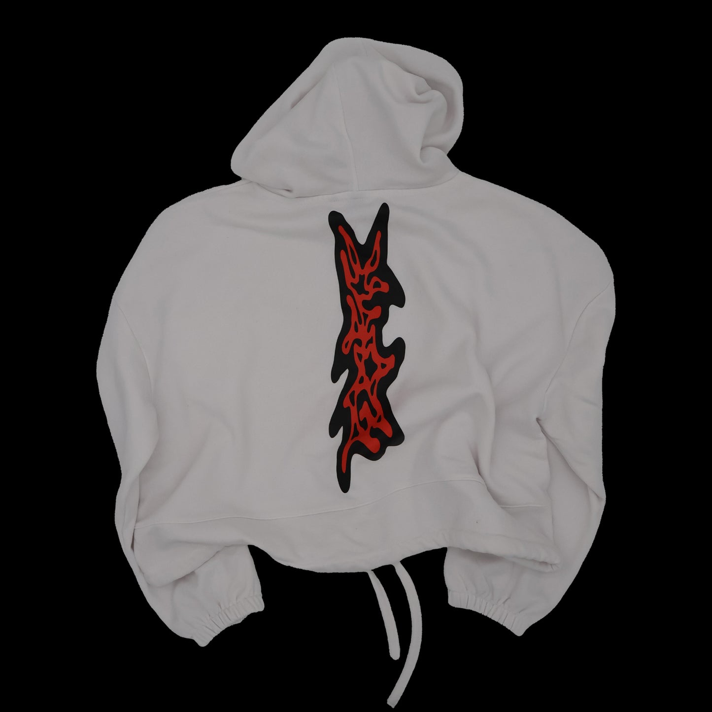 WHT CROPPED HOODIE
