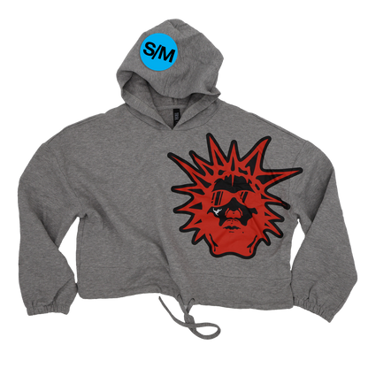 GREY CROP HOODIE