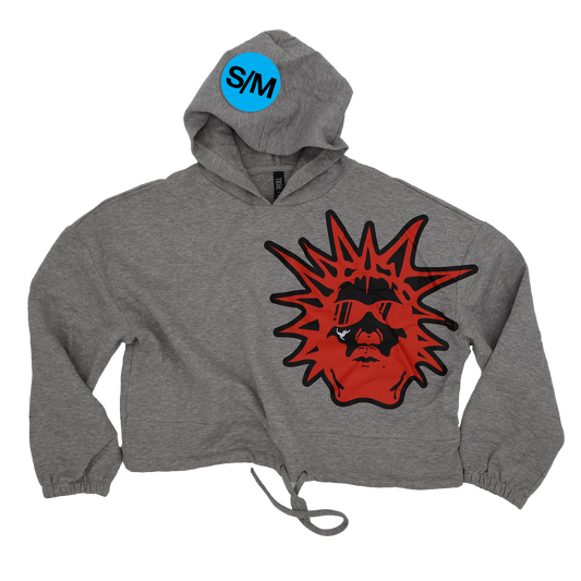 GREY CROP HOODIE