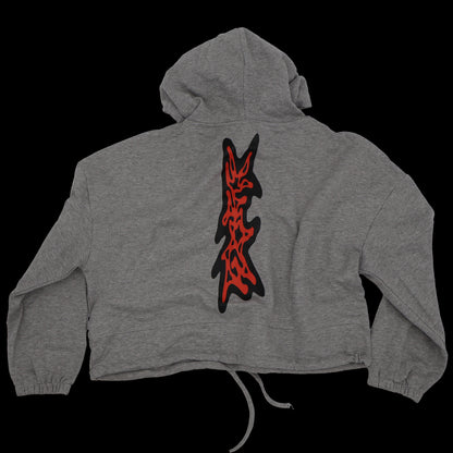 GREY CROP HOODIE