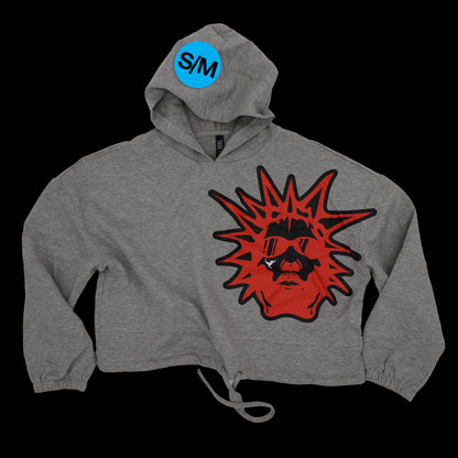 GREY CROP HOODIE