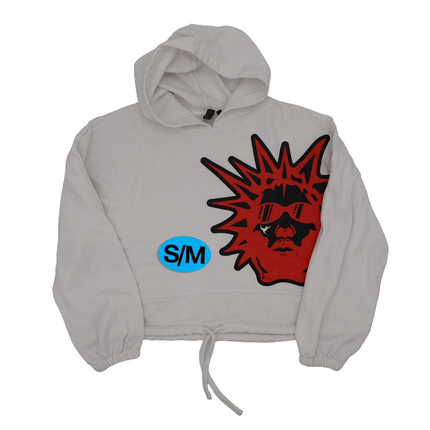 WHT CROPPED HOODIE