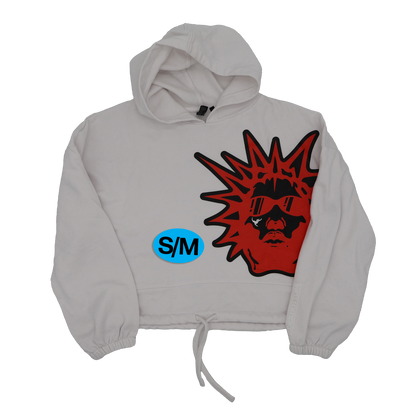 WHT CROPPED HOODIE