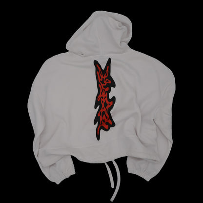 WHT CROPPED HOODIE